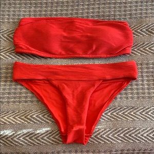 H&M Red Strapless Swimsuit